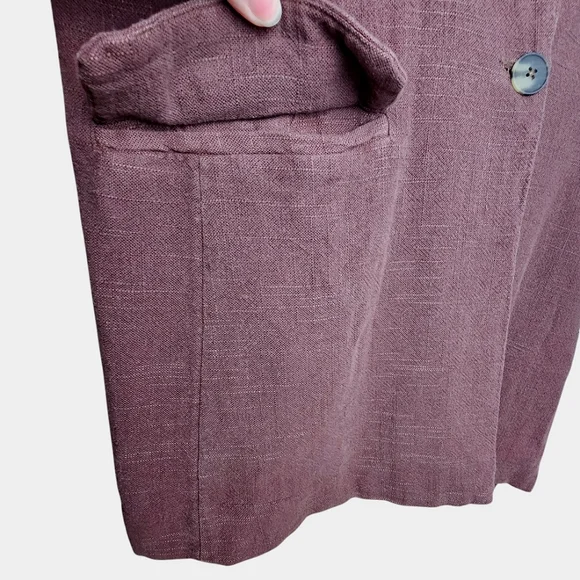 Free People Misha Linen Blend Oversized Chocolate Lava Blazer Jacket Size 6 - Picture 10 of 16